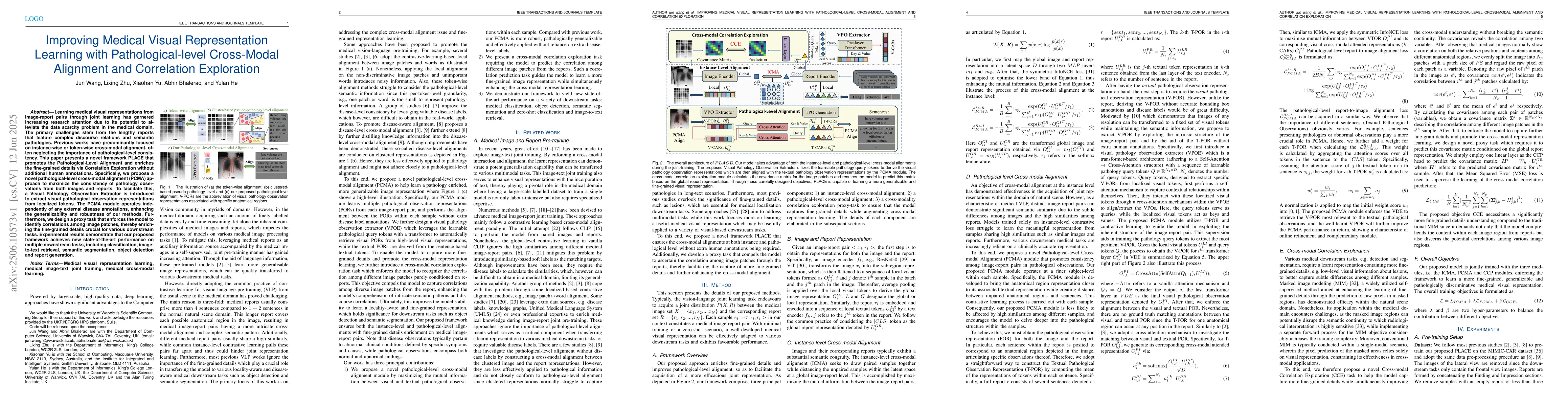 Thumbnail for Improving Medical Visual Representation Learning with Pathological-level
  Cross-Modal Alignment and Correlation Exploration