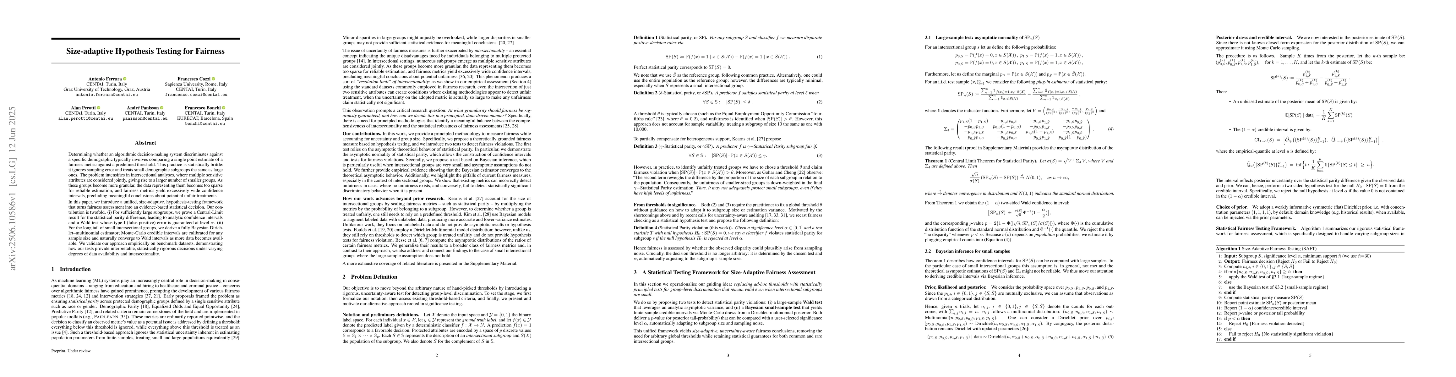 Thumbnail for Size-adaptive Hypothesis Testing for Fairness