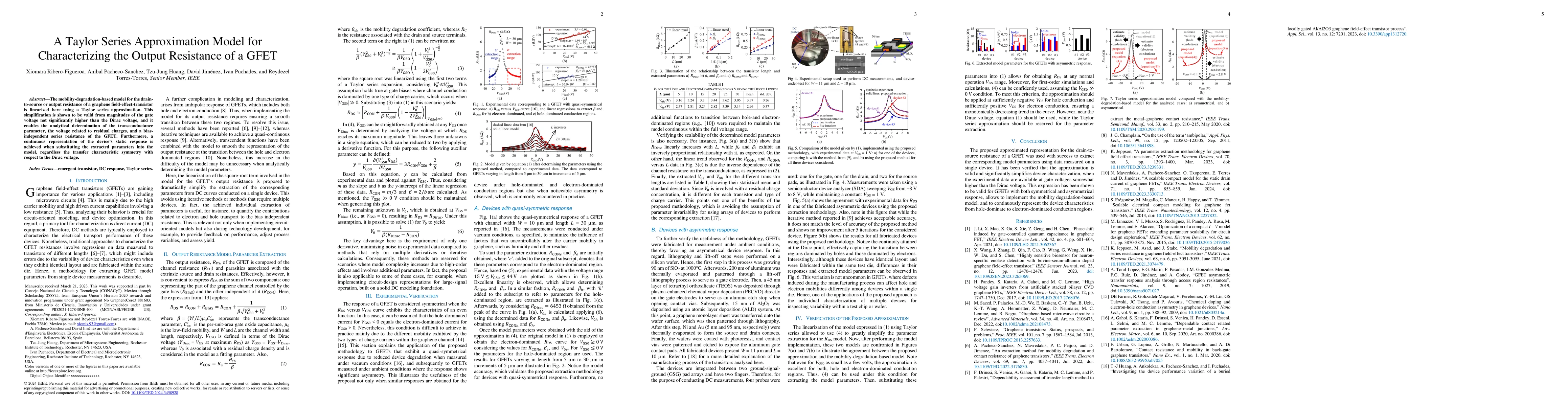 Thumbnail for A Taylor Series Approximation Model for Characterizing the Output
  Resistance of a GFET