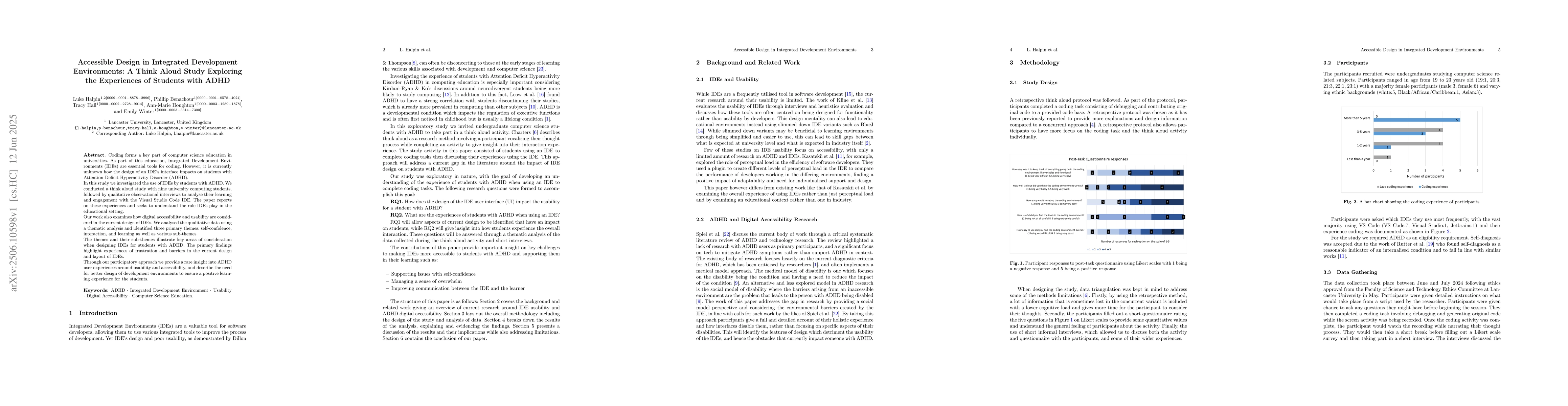 Thumbnail for Accessible Design in Integrated Development Environments: A Think Aloud
  Study Exploring the Experiences of Students with ADHD