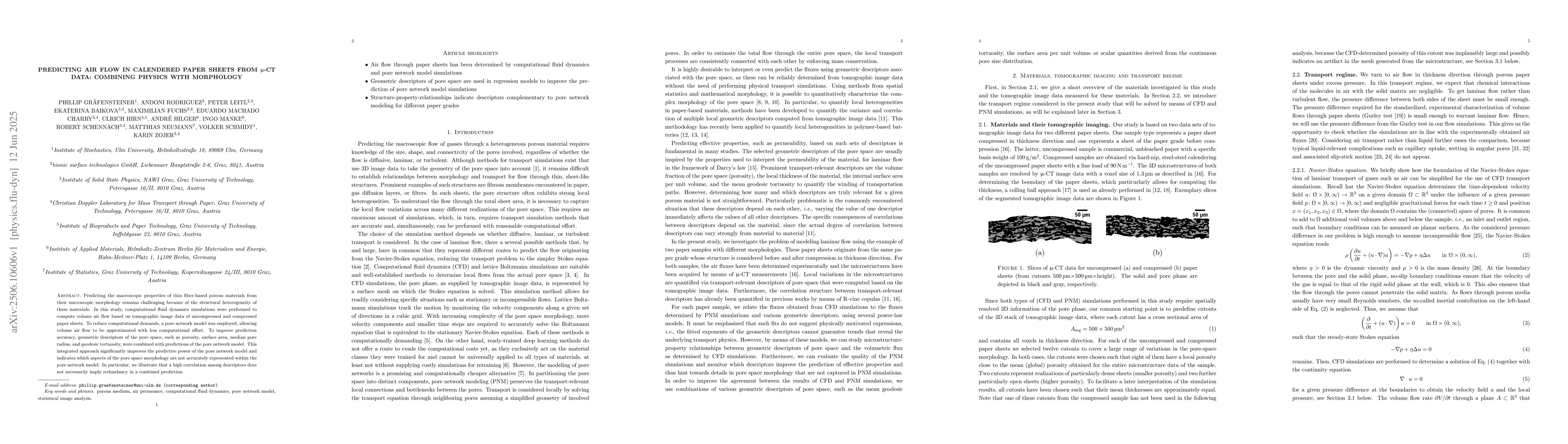 Thumbnail for Predicting air flow in calendered paper sheets from $μ$-CT data:
  combining physics with morphology