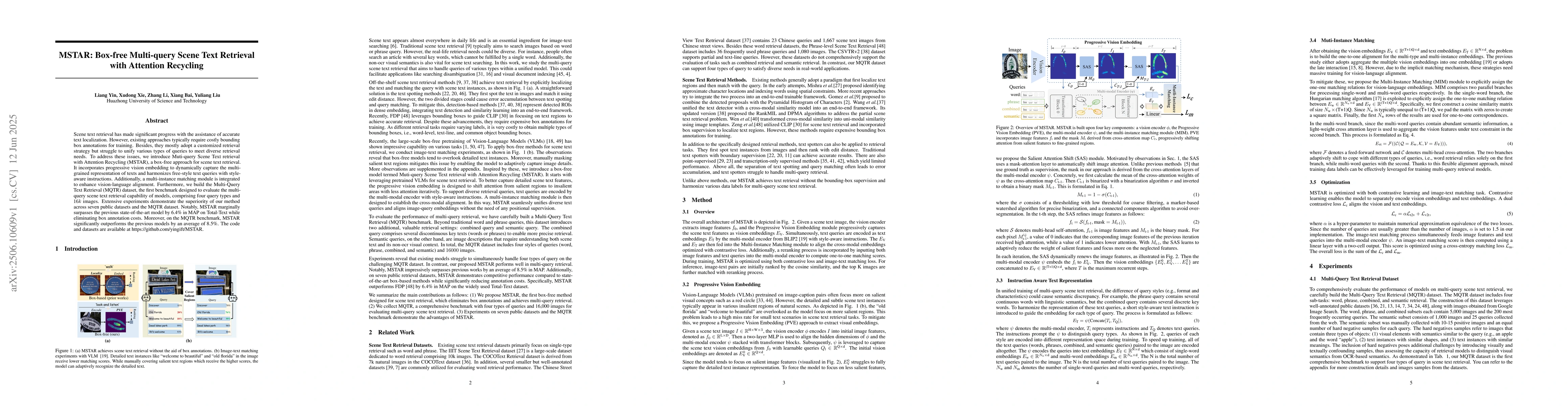 Thumbnail for MSTAR: Box-free Multi-query Scene Text Retrieval with Attention
  Recycling