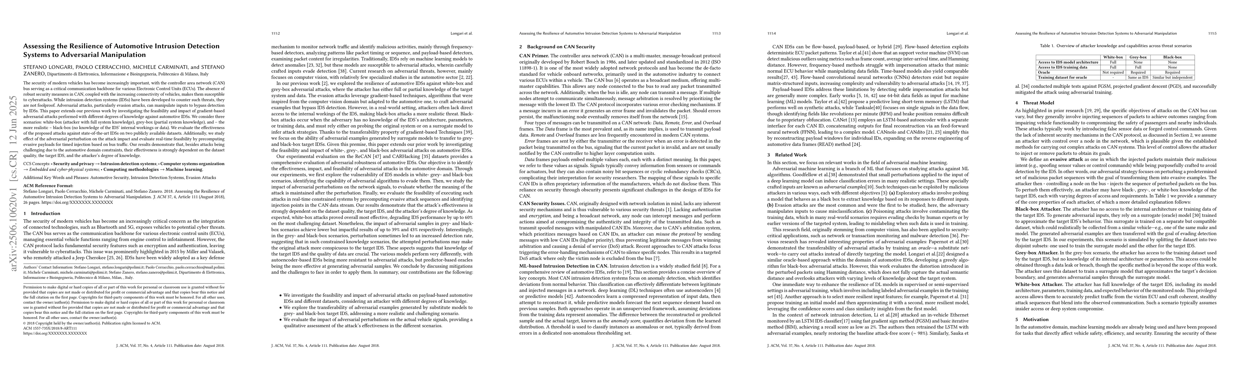 Thumbnail for Assessing the Resilience of Automotive Intrusion Detection Systems to
  Adversarial Manipulation