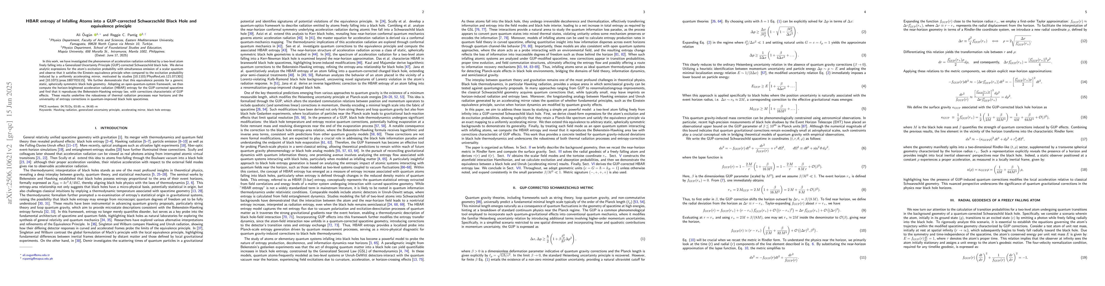 Thumbnail for HBAR entropy of Infalling Atoms into a GUP-corrected Schwarzschild Black
  Hole and equivalence principle