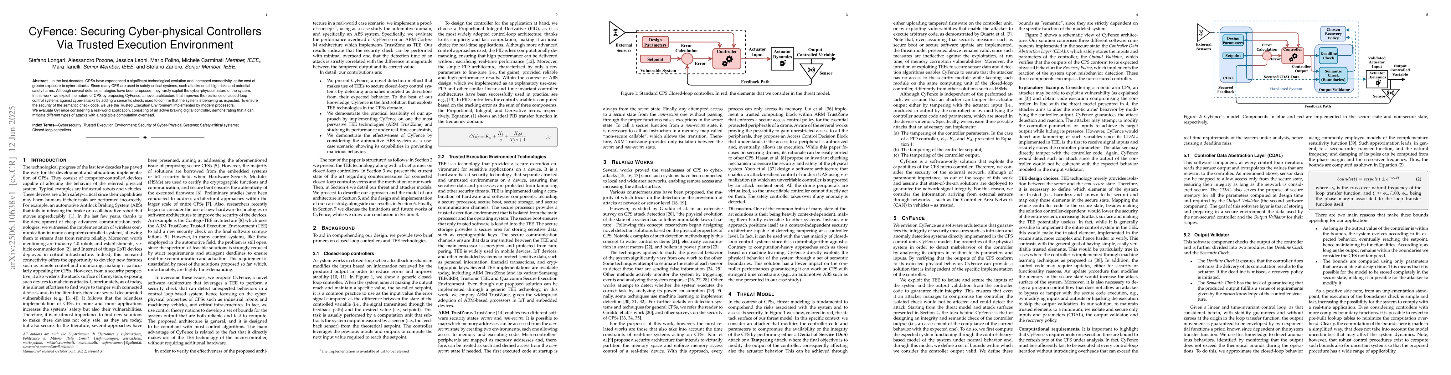 Thumbnail for CyFence: Securing Cyber-Physical Controllers via Trusted Execution
  Environment
