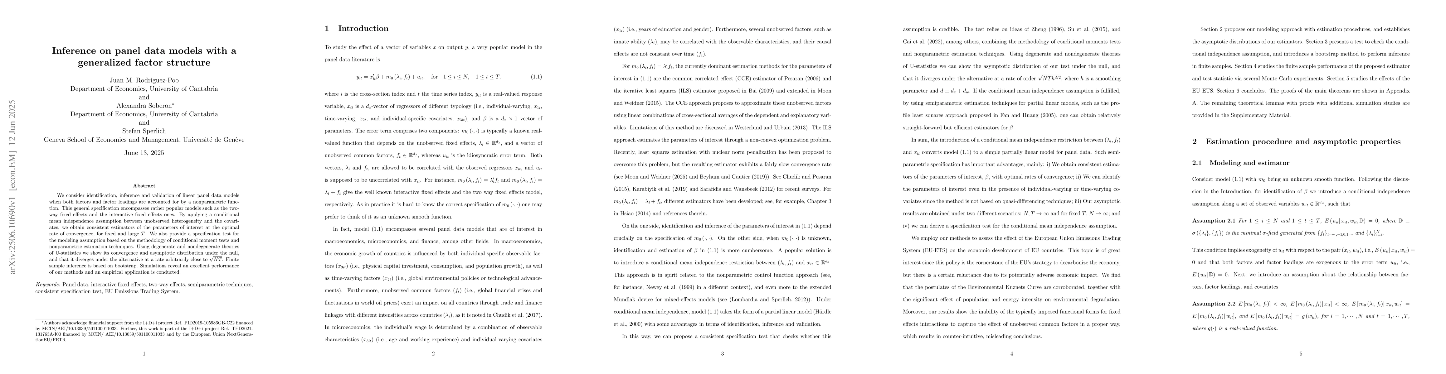 Thumbnail for Inference on panel data models with a generalized factor structure