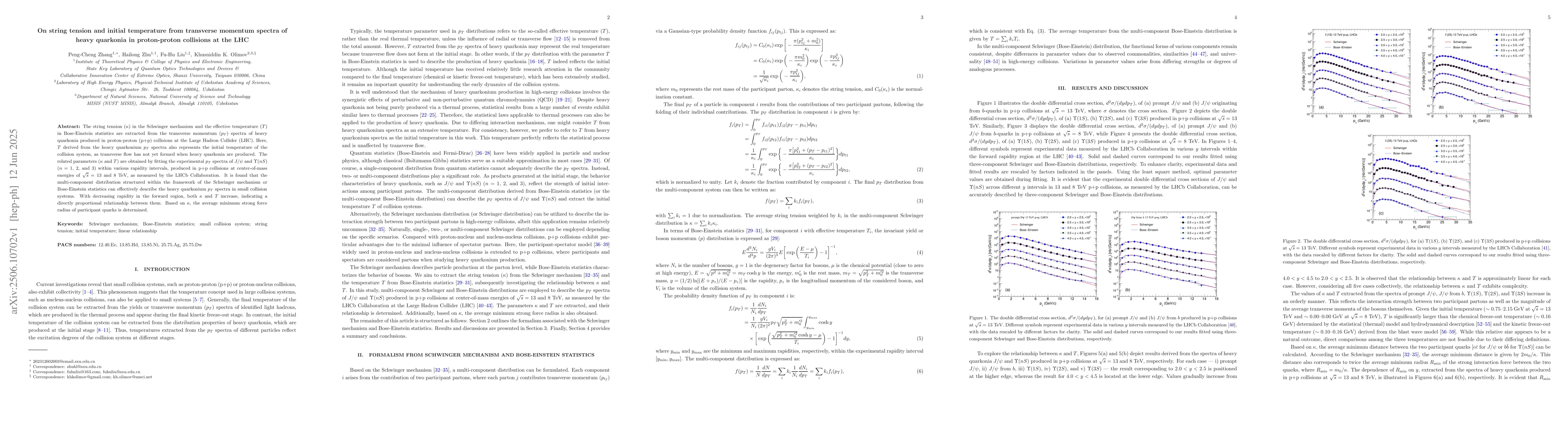 Thumbnail for On string tension and initial temperature from transverse momentum
  spectra of heavy quarkonia in proton-proton collisions at the LHC