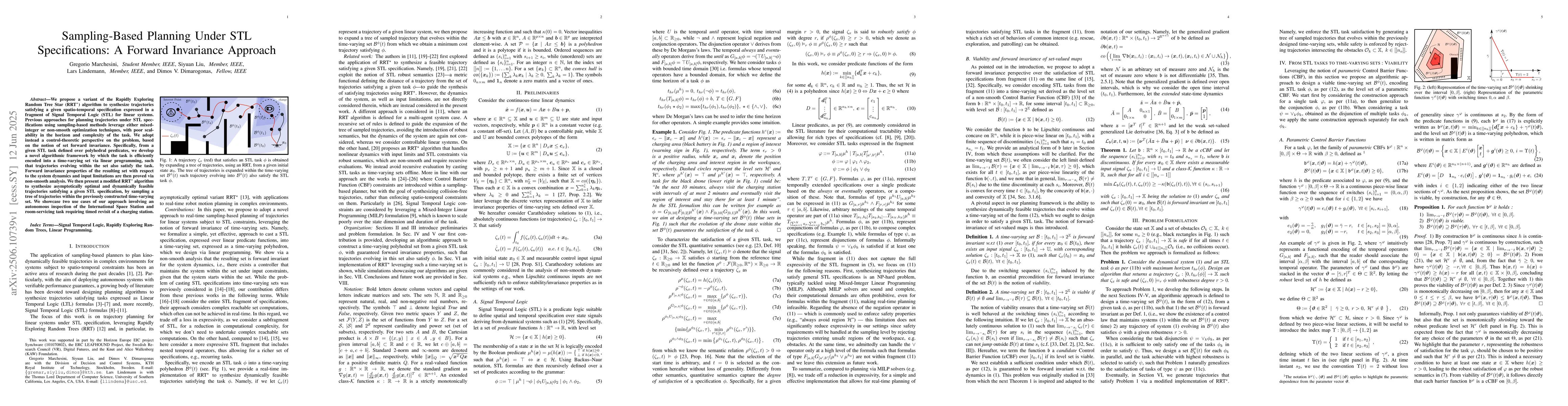 Thumbnail for Sampling-Based Planning Under STL Specifications: A Forward Invariance
  Approach