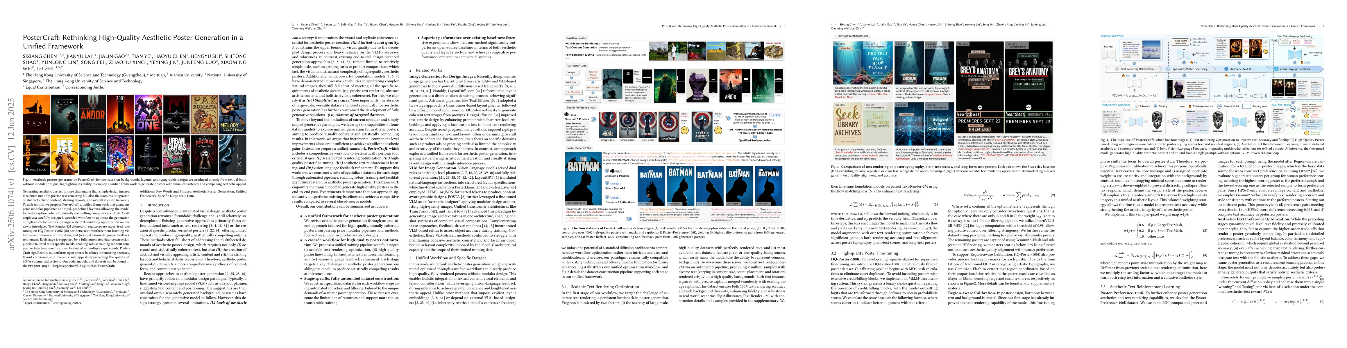 Thumbnail for PosterCraft: Rethinking High-Quality Aesthetic Poster Generation in a
  Unified Framework