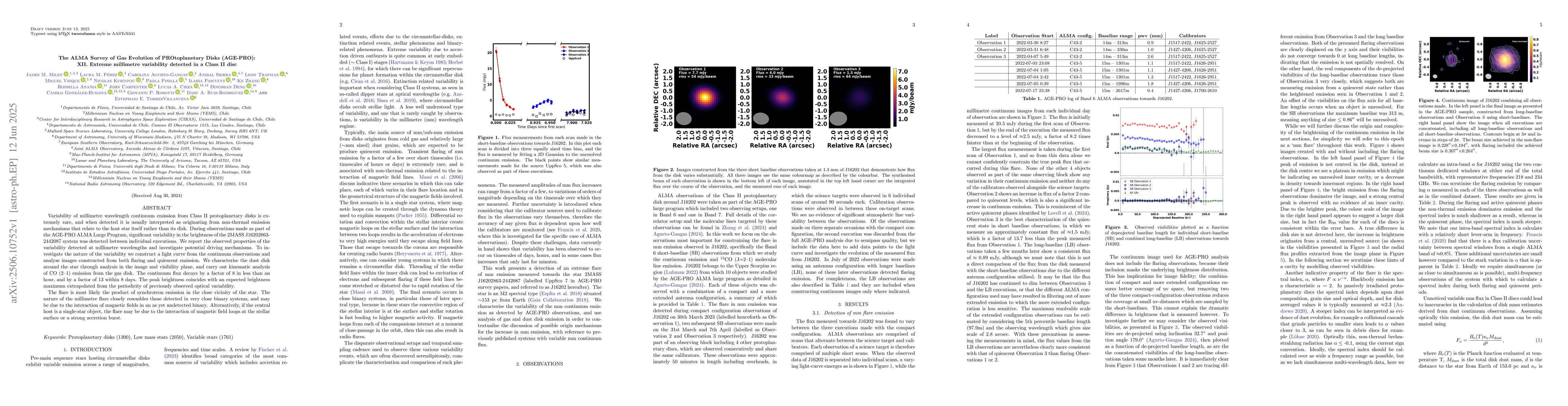 Thumbnail for The ALMA Survey of Gas Evolution of PROtoplanetary Disks (AGE-PRO): XII.
  Extreme millimetre variability detected in a Class II disc