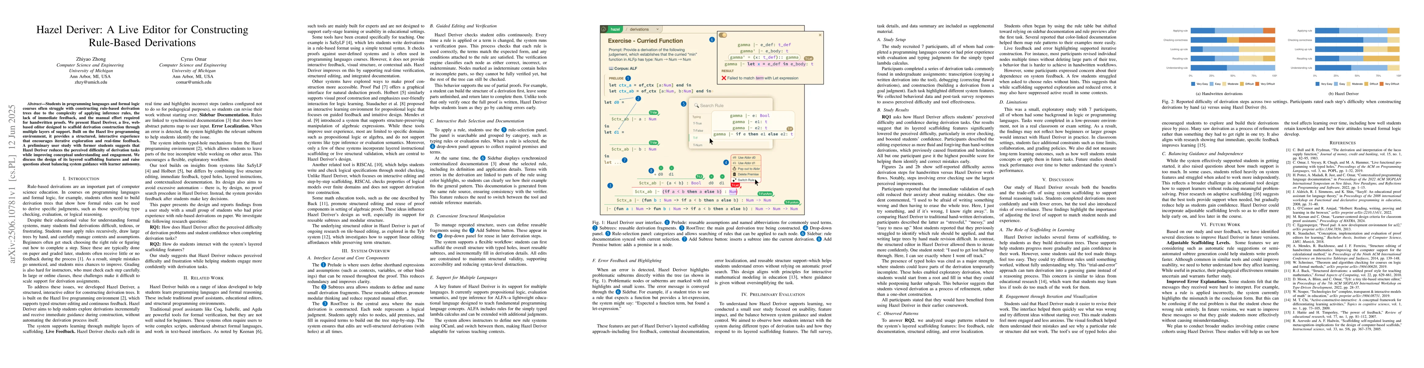 Thumbnail for Hazel Deriver: A Live Editor for Constructing Rule-Based Derivations