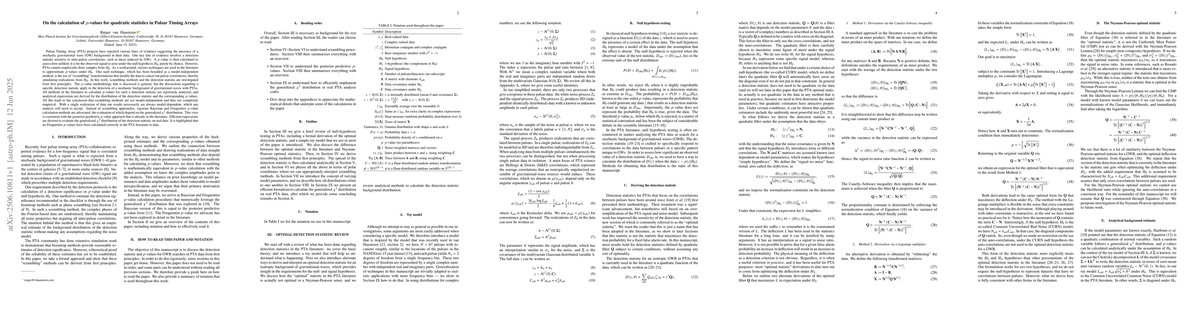 Thumbnail for On the calculation of p-values for quadratic statistics in Pulsar Timing
  Arrays