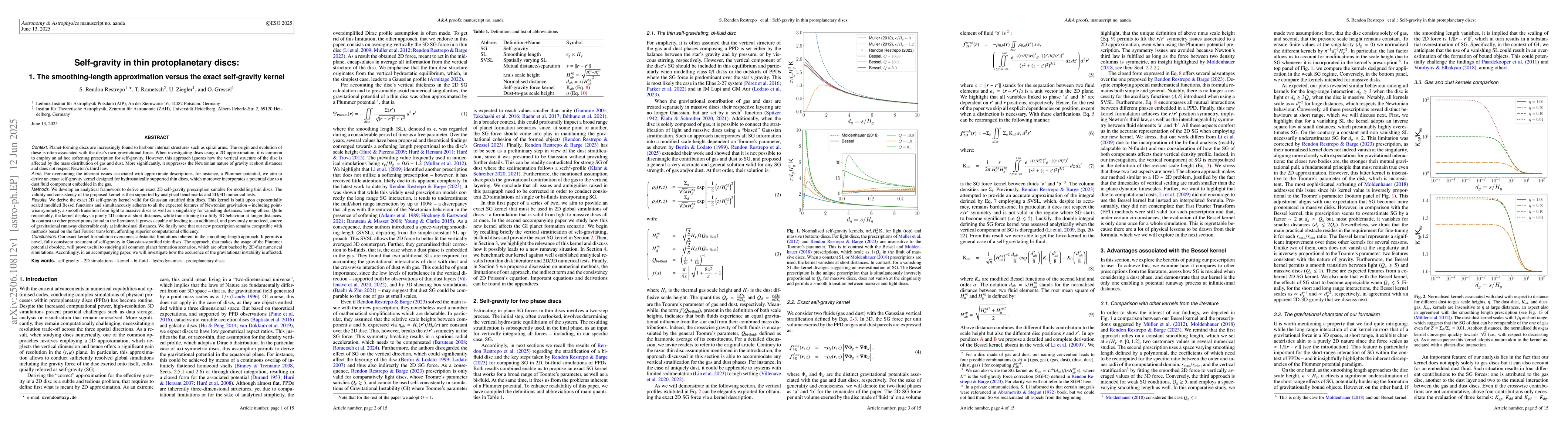 Thumbnail for Self-gravity in thin protoplanetary discs: 1. The smoothing-length
  approximation versus the exact self-gravity kernel