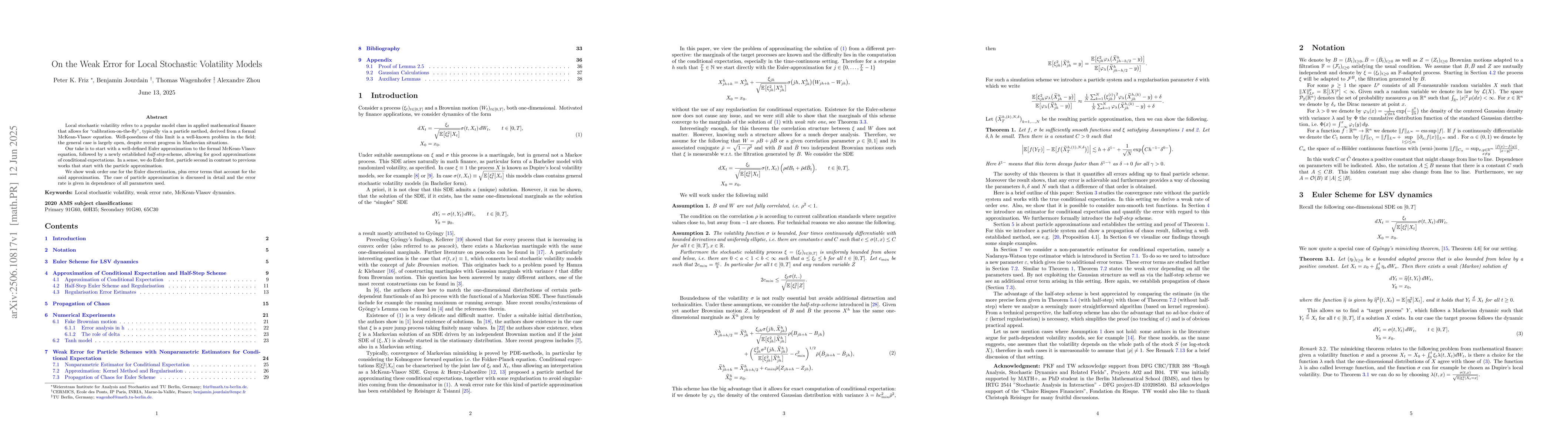 Thumbnail for On the Weak Error for Local Stochastic Volatility Models