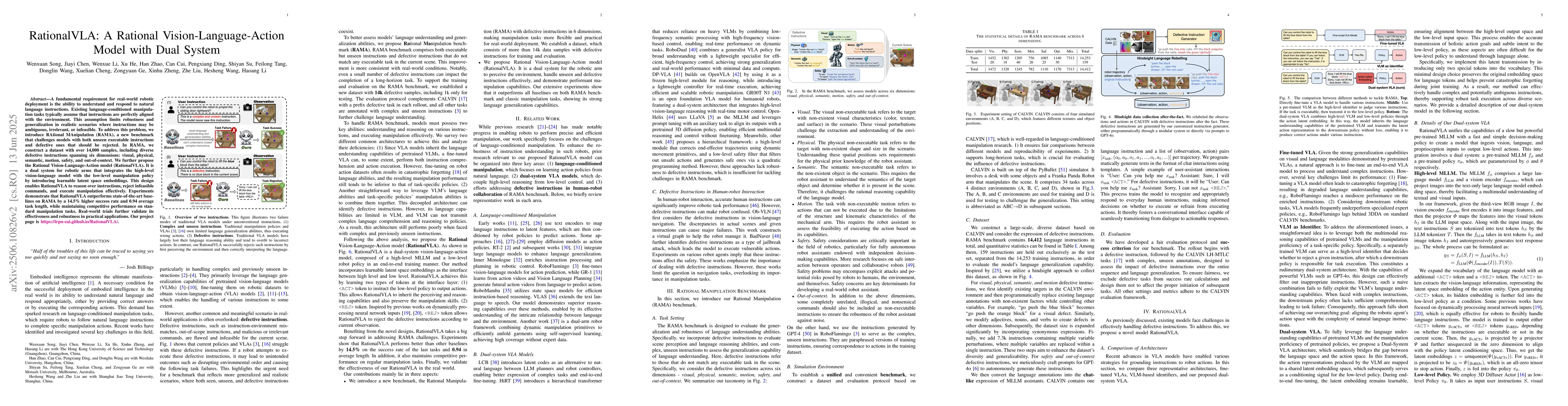 Thumbnail for RationalVLA: A Rational Vision-Language-Action Model with Dual System