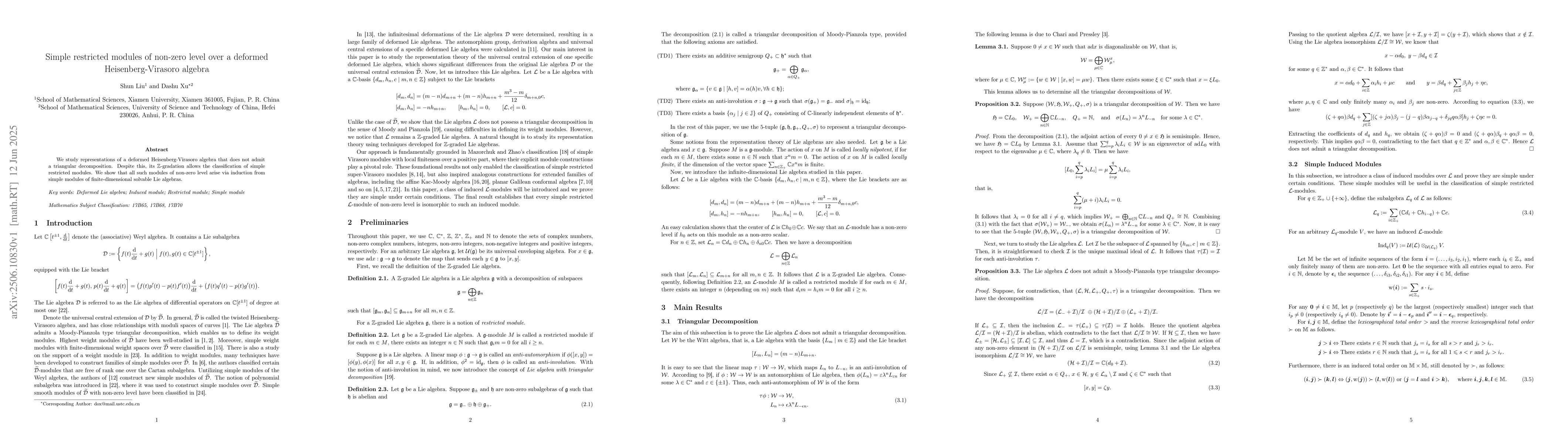 Thumbnail for Simple restricted modules of non-zero level over a deformed
  Heisenberg-Virasoro algebra