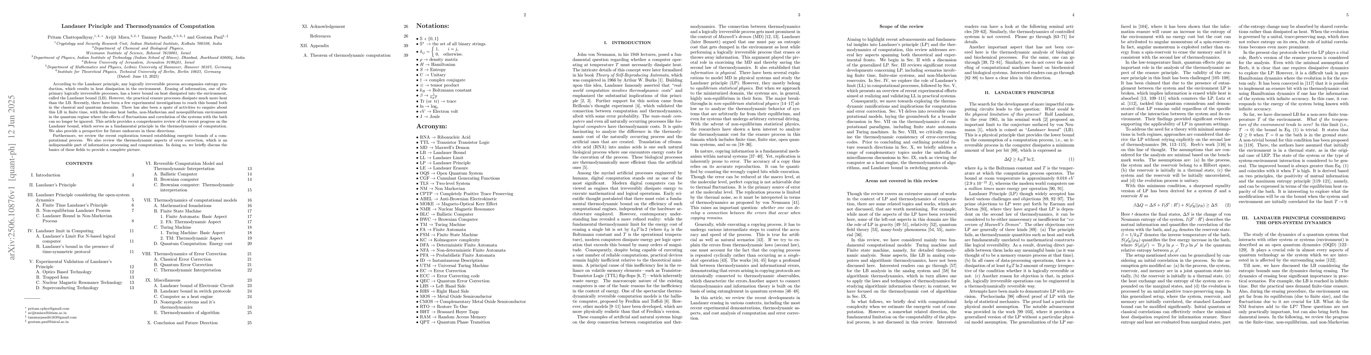 Thumbnail for Landauer Principle and Thermodynamics of Computation