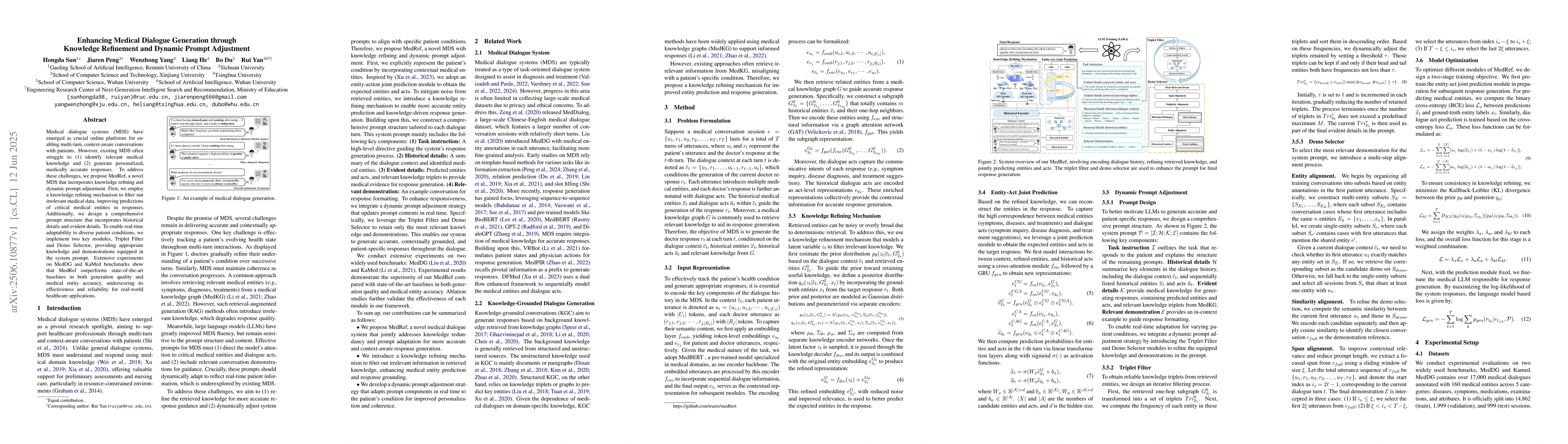 Thumbnail for Enhancing Medical Dialogue Generation through Knowledge Refinement and
  Dynamic Prompt Adjustment