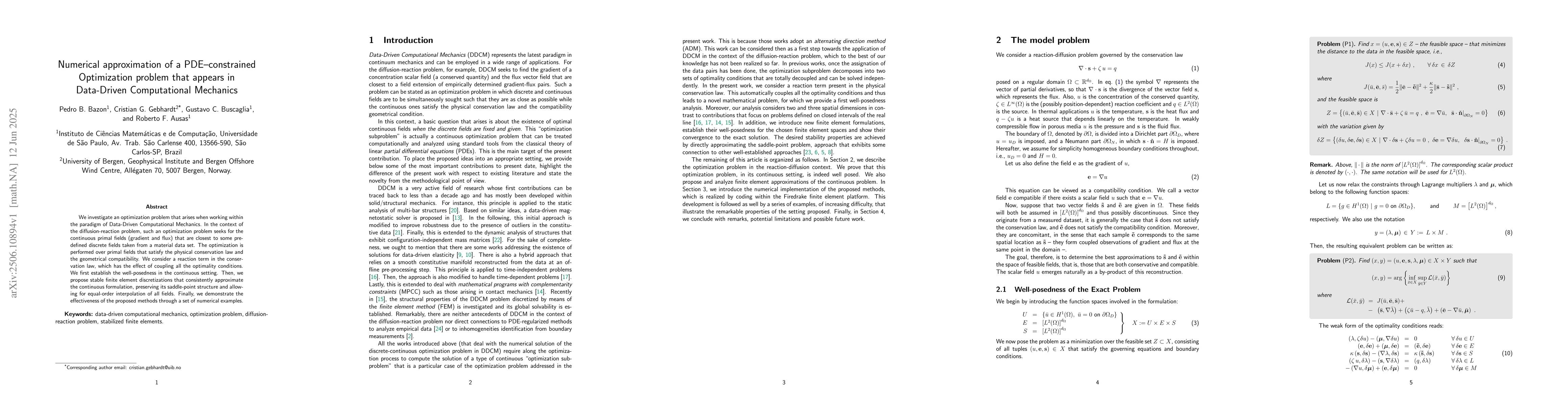 Thumbnail for Numerical approximation of a PDE-constrained Optimization problem that
  appears in Data-Driven Computational Mechanics