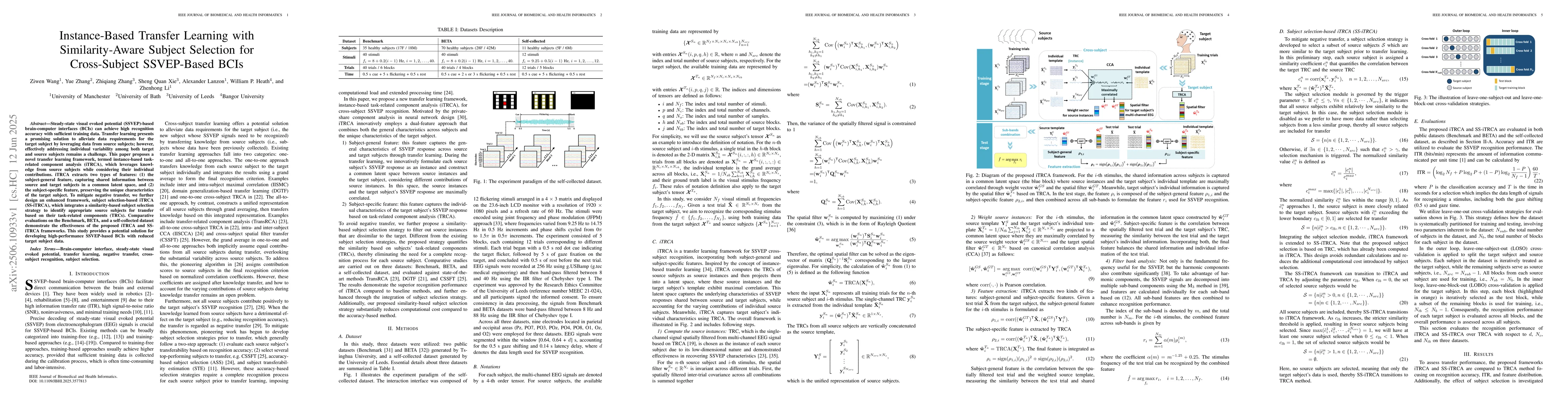 Thumbnail for Instance-Based Transfer Learning with Similarity-Aware Subject Selection
  for Cross-Subject SSVEP-Based BCIs