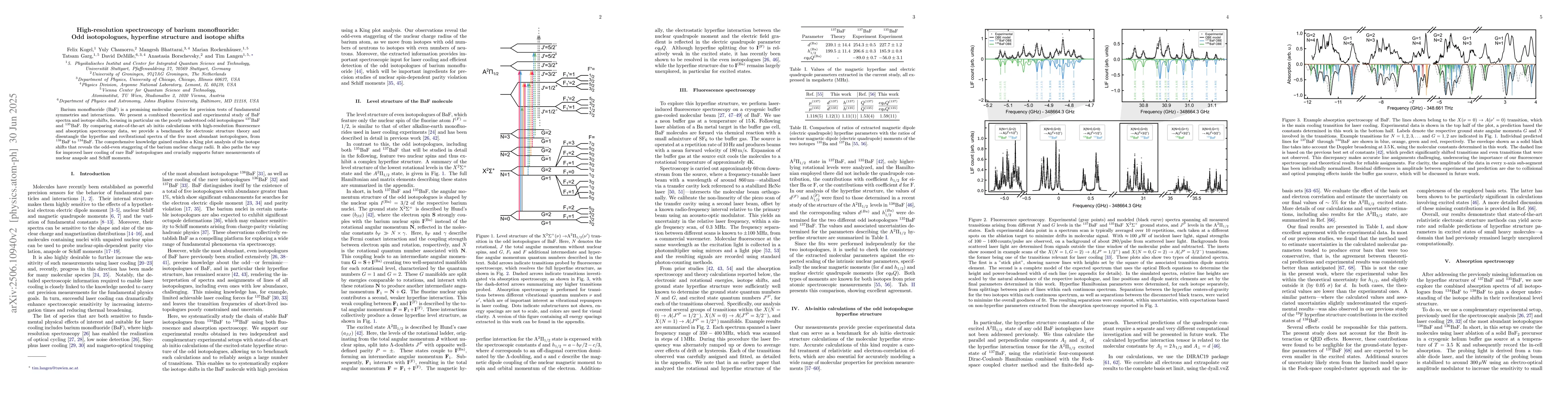 Thumbnail for High-resolution spectroscopy of barium monofluoride: Odd isotopologues,
  hyperfine structure and isotope shifts