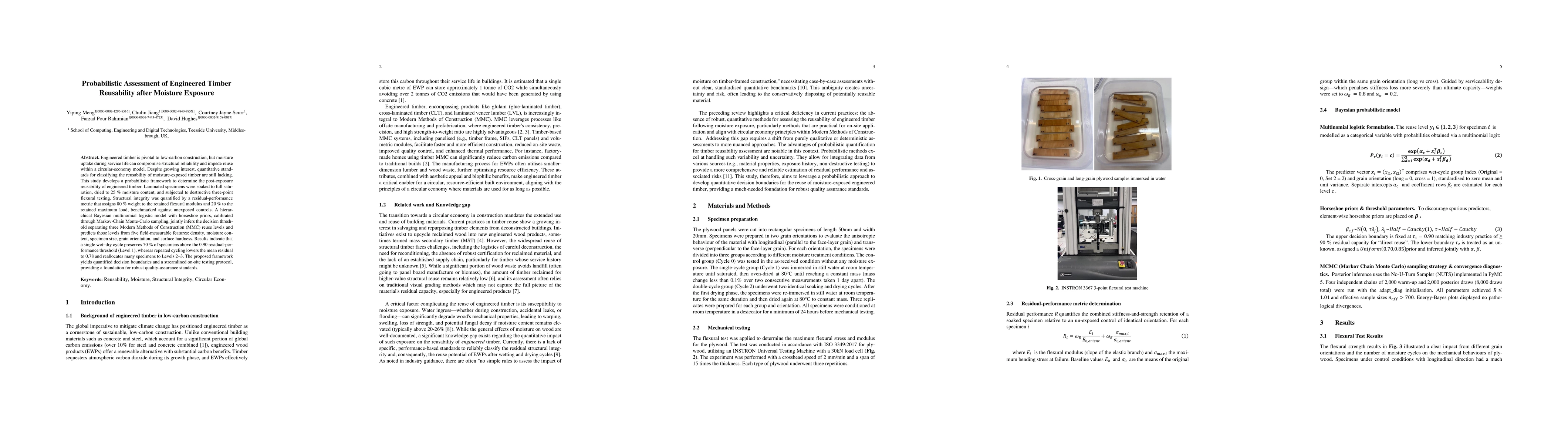 Thumbnail for Probabilistic Assessment of Engineered Timber Reusability after Moisture
  Exposure