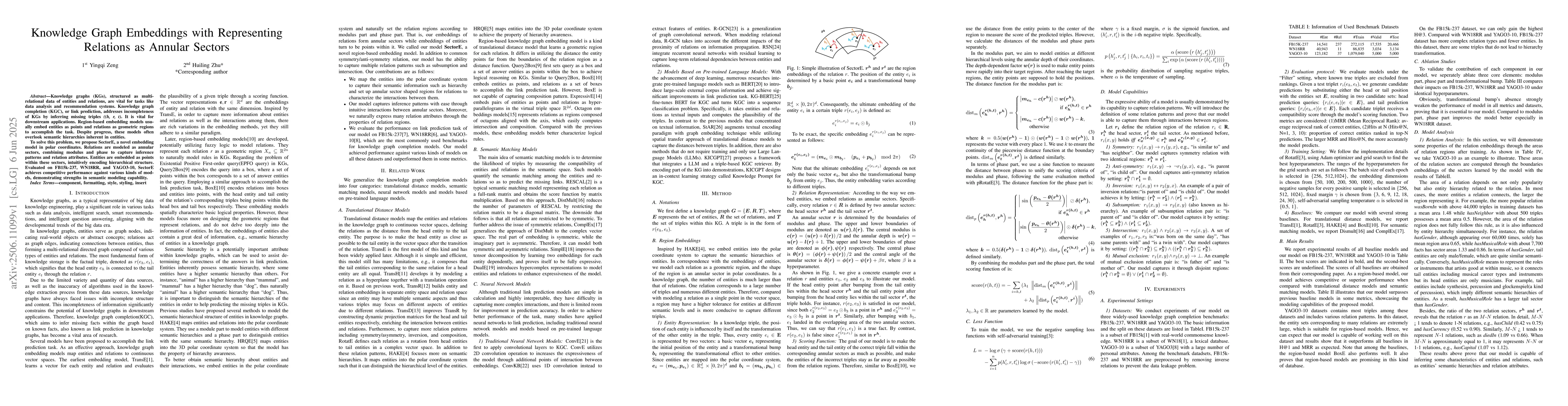 Thumbnail for Knowledge Graph Embeddings with Representing Relations as Annular
  Sectors
