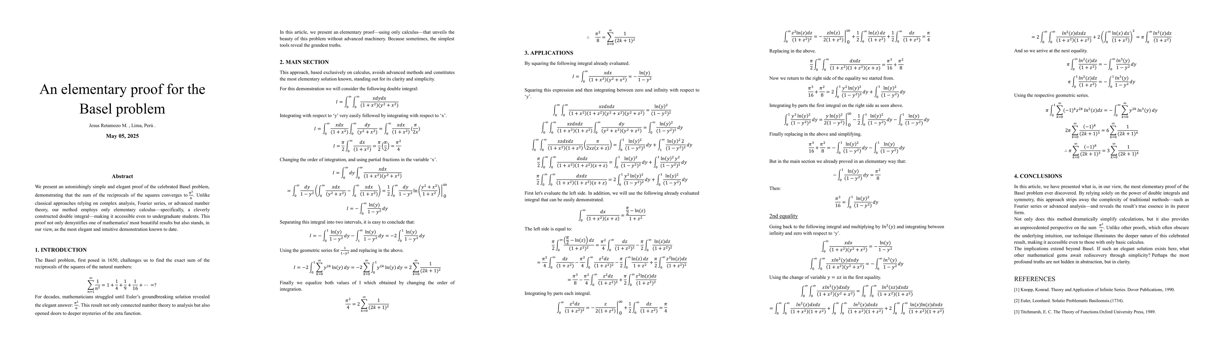 Thumbnail for An Elementary Proof for the Basel Problem