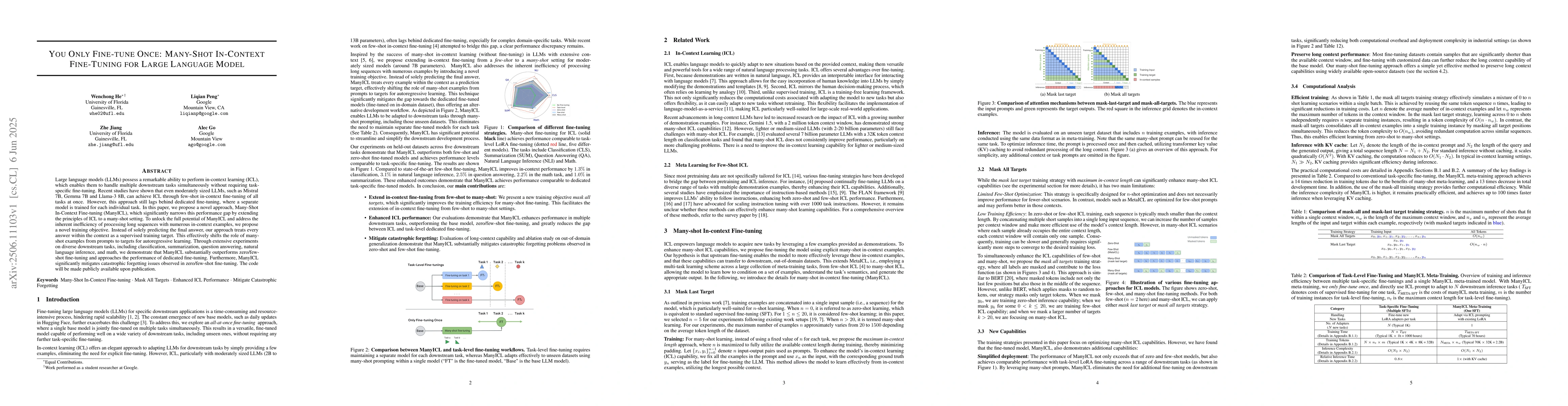 Thumbnail for You Only Fine-tune Once: Many-Shot In-Context Fine-Tuning for Large
  Language Model