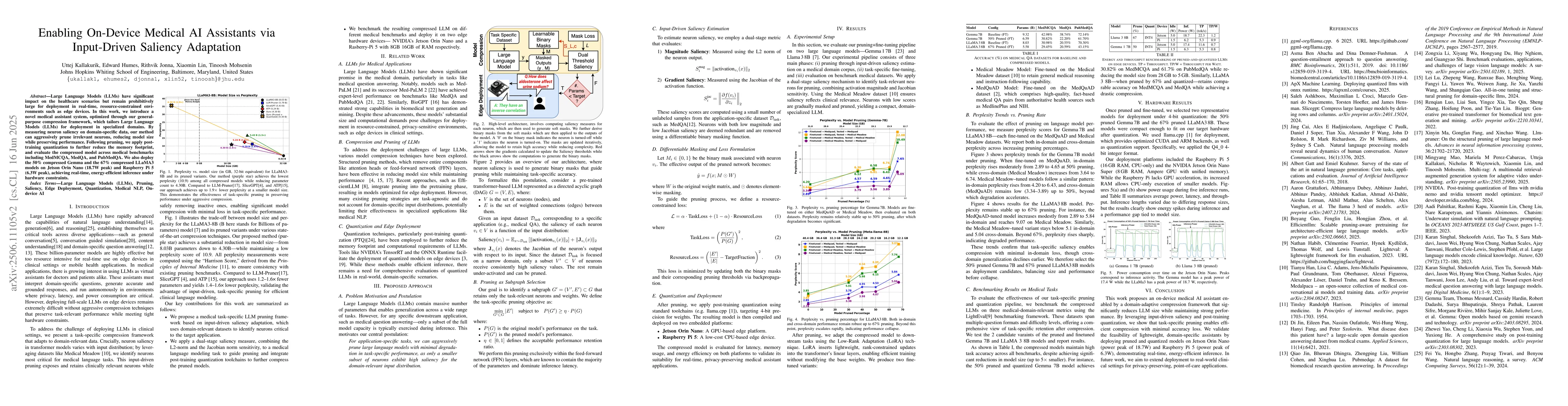 Thumbnail for Enabling On-Device Medical AI Assistants via Input-Driven Saliency
  Adaptation