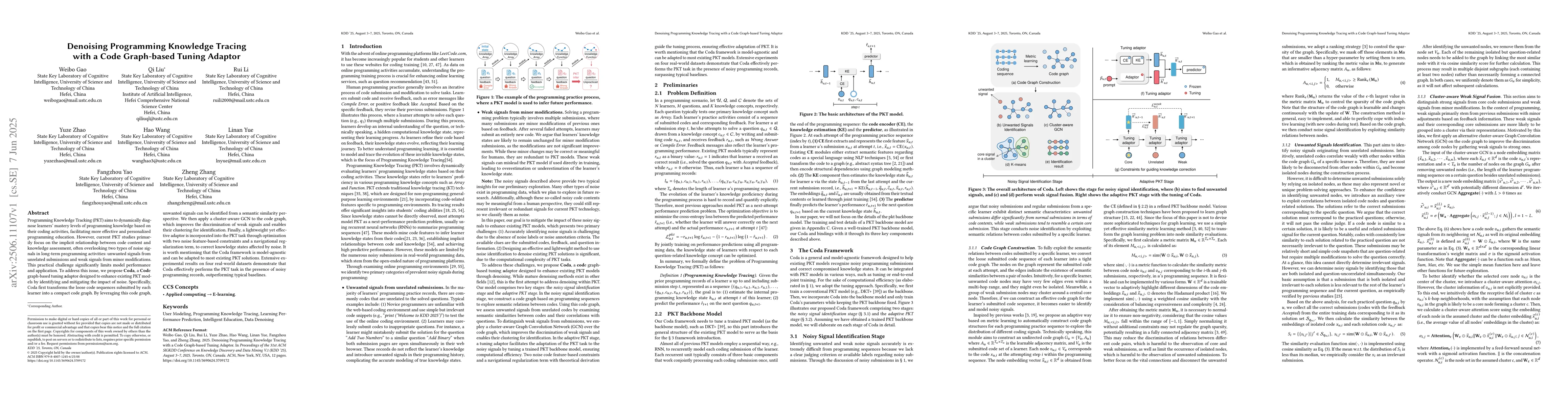 Thumbnail for Denoising Programming Knowledge Tracing with a Code Graph-based Tuning
  Adaptor