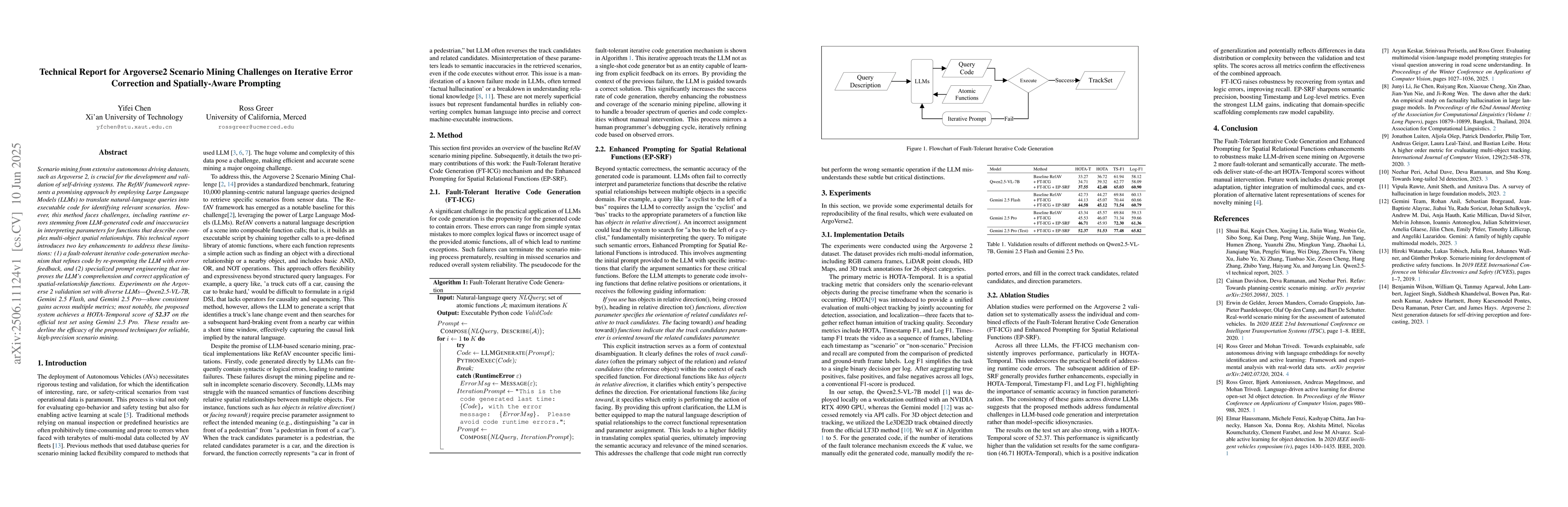 Thumbnail for Technical Report for Argoverse2 Scenario Mining Challenges on Iterative
  Error Correction and Spatially-Aware Prompting