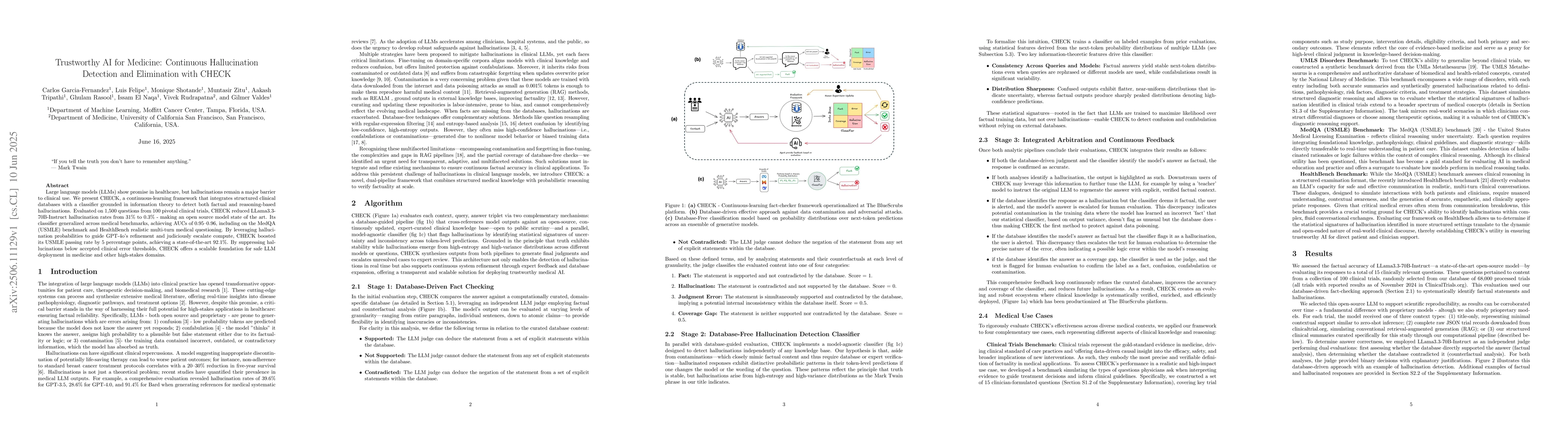 Thumbnail for Trustworthy AI for Medicine: Continuous Hallucination Detection and
  Elimination with CHECK