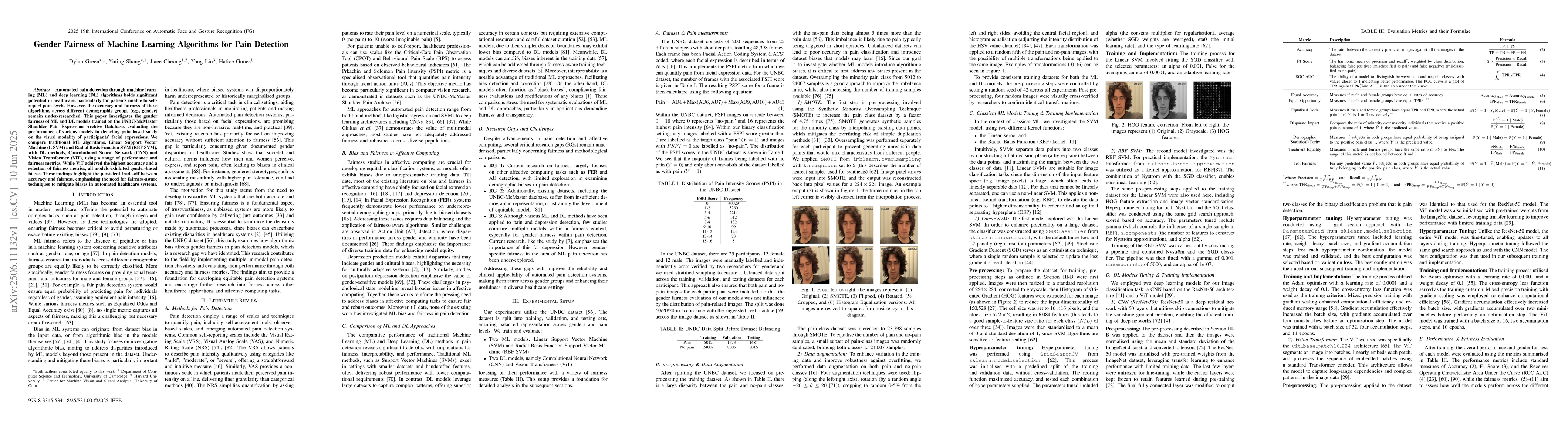 Thumbnail for Gender Fairness of Machine Learning Algorithms for Pain Detection