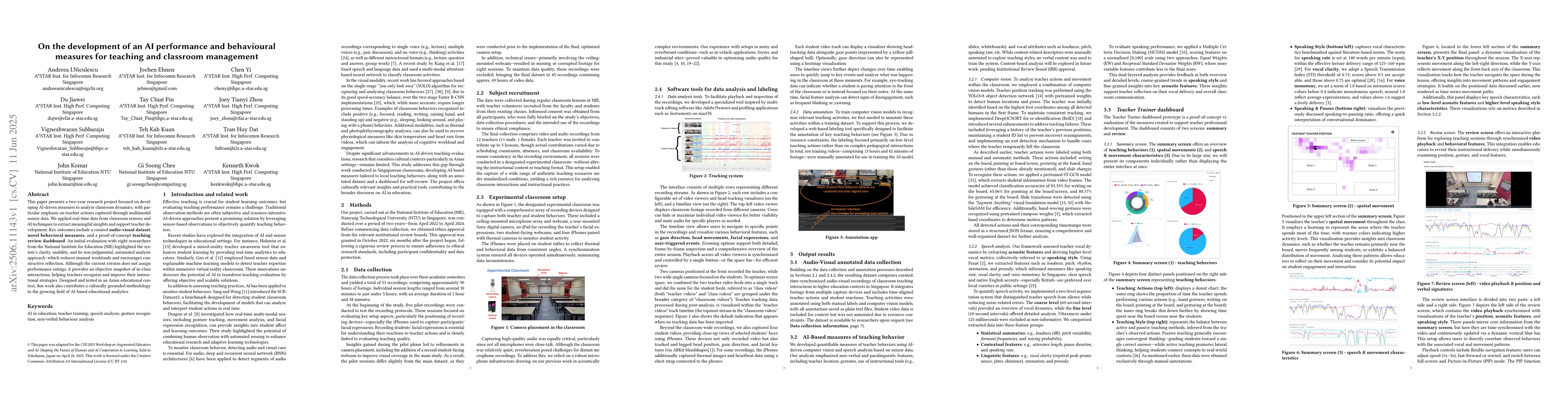 Thumbnail for On the development of an AI performance and behavioural measures for
  teaching and classroom management
