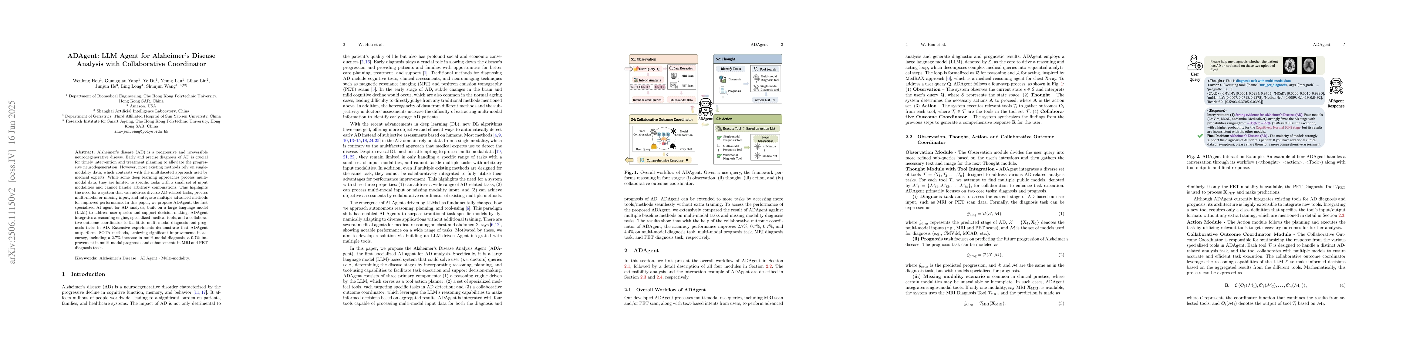 Thumbnail for ADAgent: LLM Agent for Alzheimer's Disease Analysis with Collaborative
  Coordinator