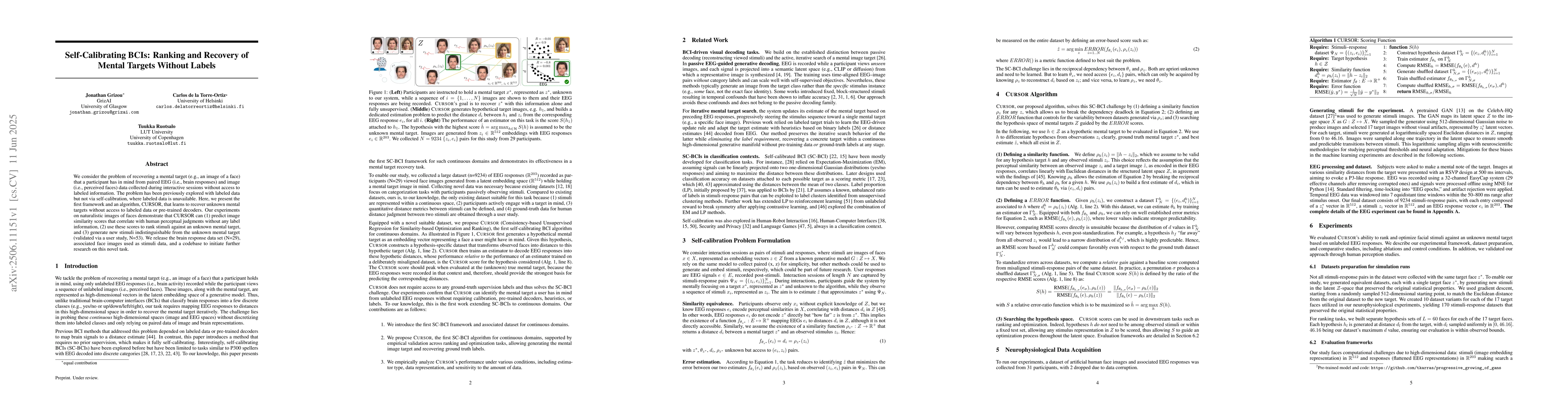 Thumbnail for Self-Calibrating BCIs: Ranking and Recovery of Mental Targets Without
  Labels