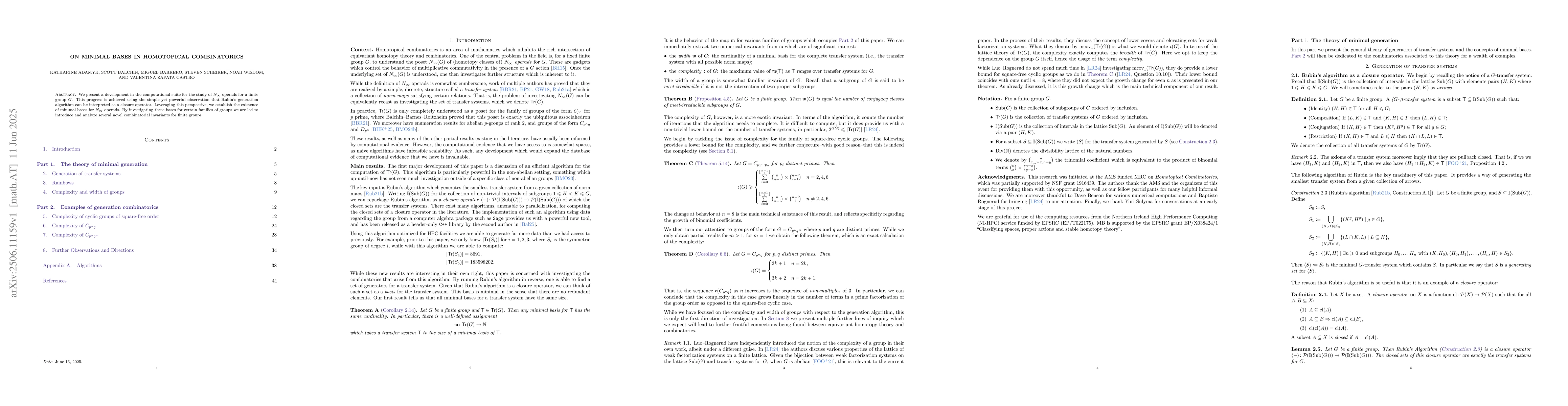 Thumbnail for On minimal bases in homotopical combinatorics