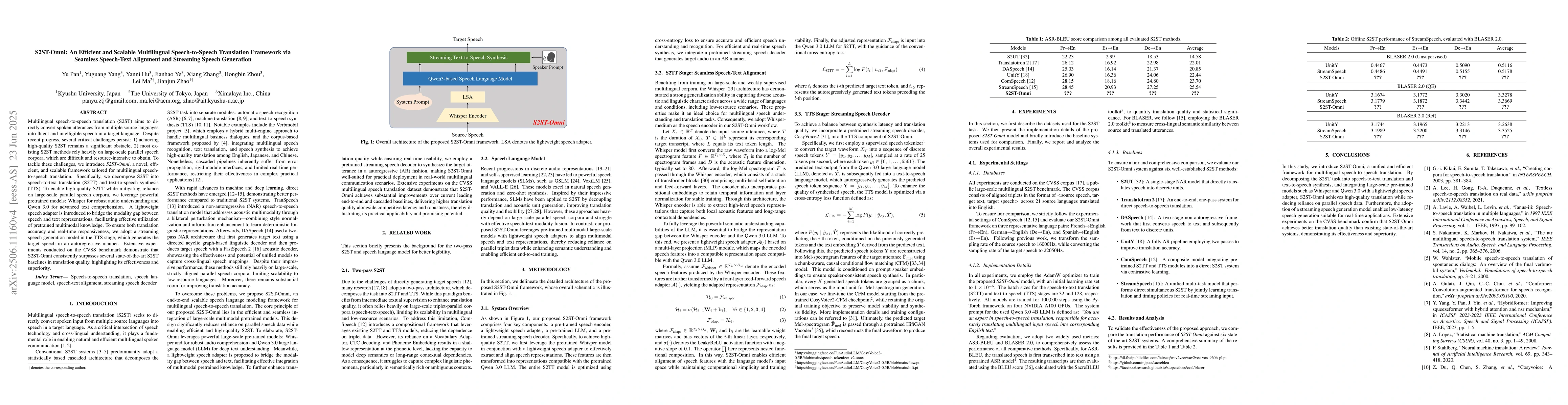 Thumbnail for S2ST-Omni: An Efficient and Scalable Multilingual Speech-to-Speech
  Translation Framework via Seamless Speech-Text Alignment and Streaming Speech
  Generation