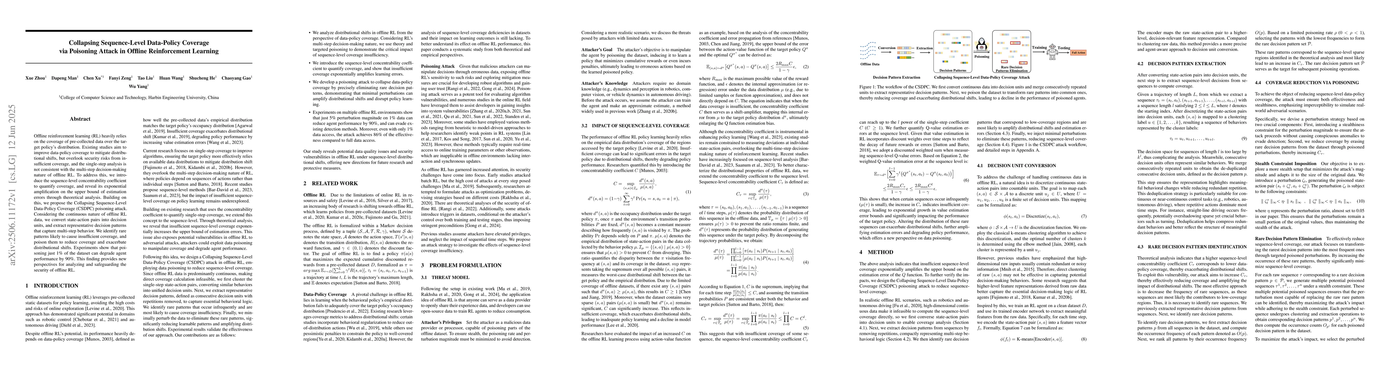 Thumbnail for Collapsing Sequence-Level Data-Policy Coverage via Poisoning Attack in
  Offline Reinforcement Learning
