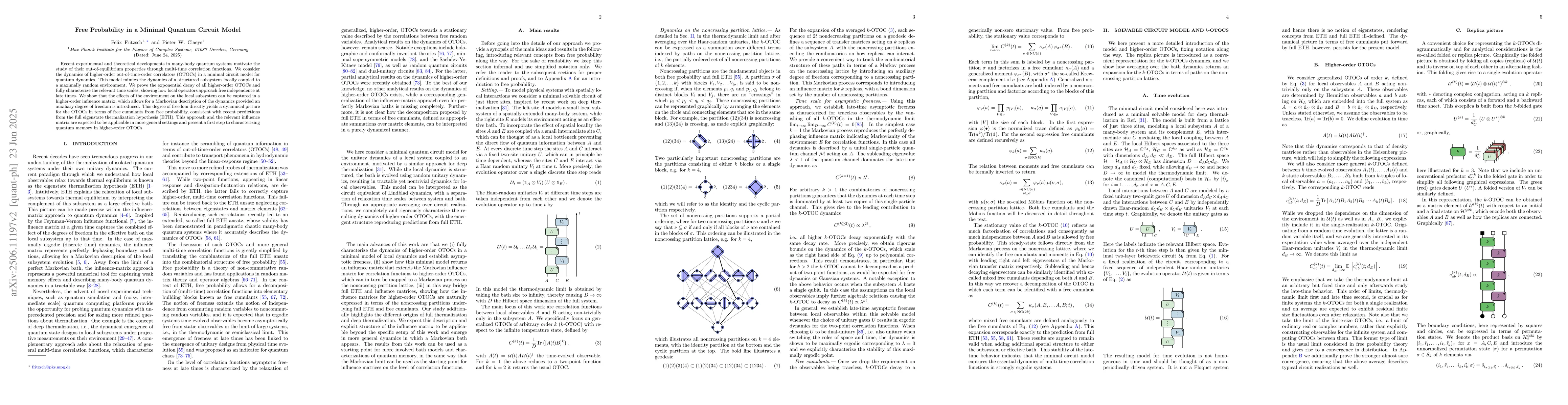 Thumbnail for Free Probability in a Minimal Quantum Circuit Model