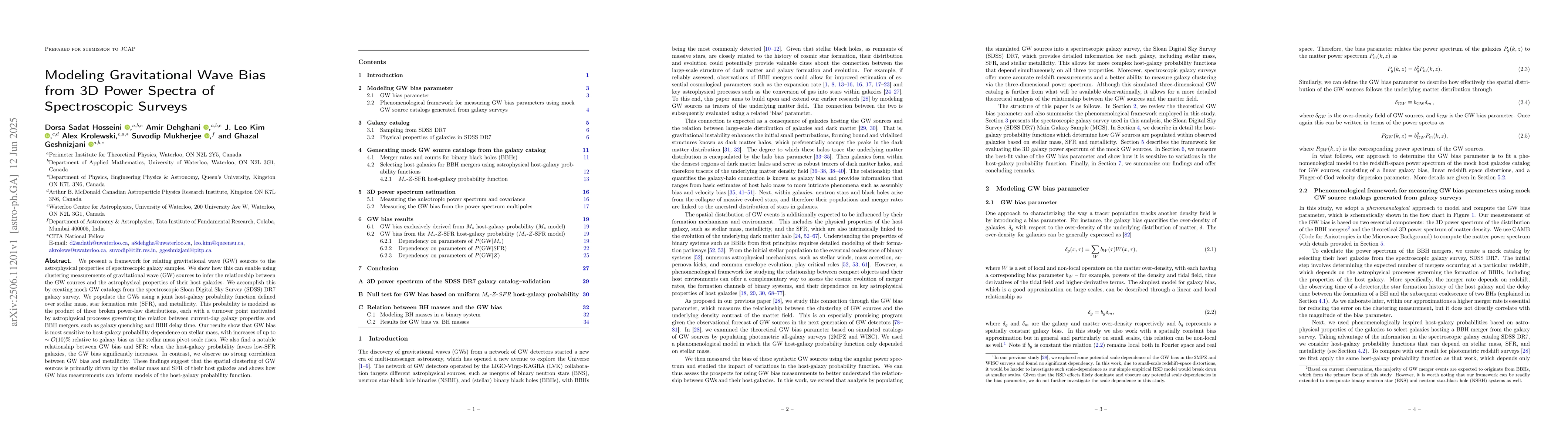 Thumbnail for Modeling Gravitational Wave Bias from 3D Power Spectra of Spectroscopic
  Surveys