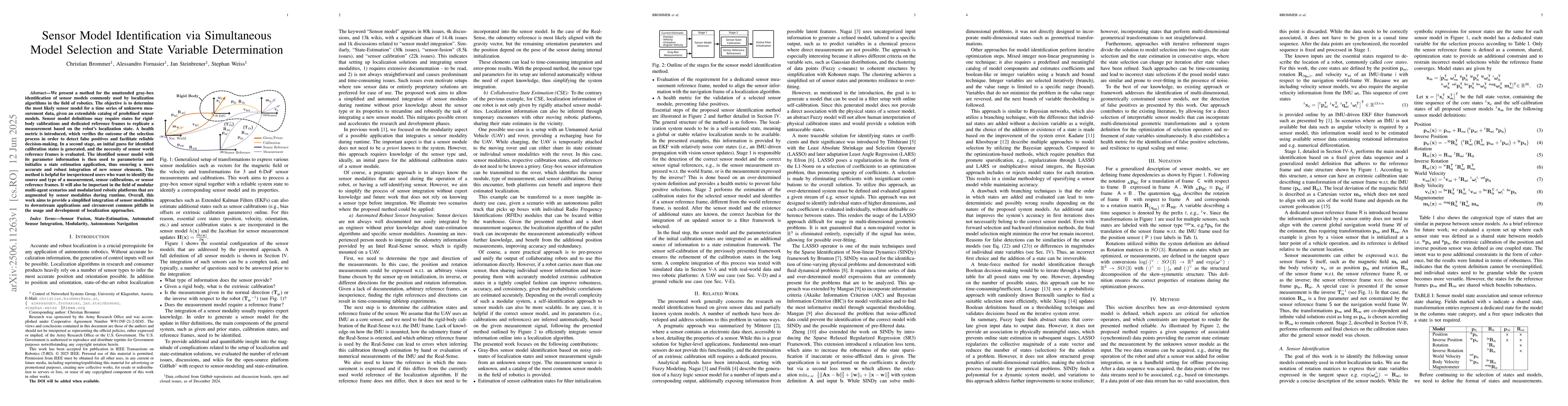 Thumbnail for Sensor Model Identification via Simultaneous Model Selection and State
  Variable Determination