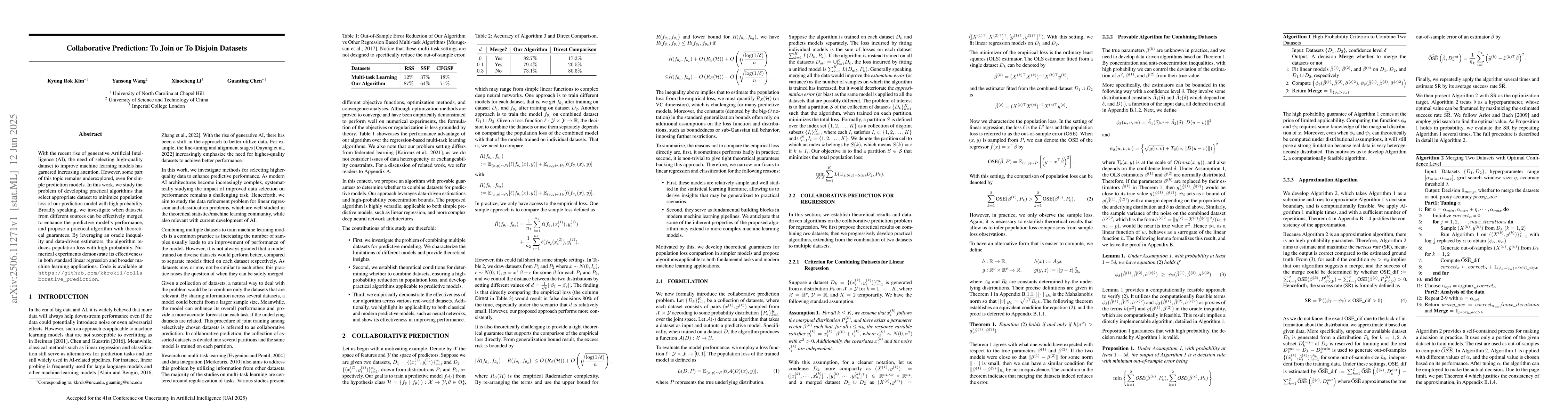 Thumbnail for Collaborative Prediction: To Join or To Disjoin Datasets
