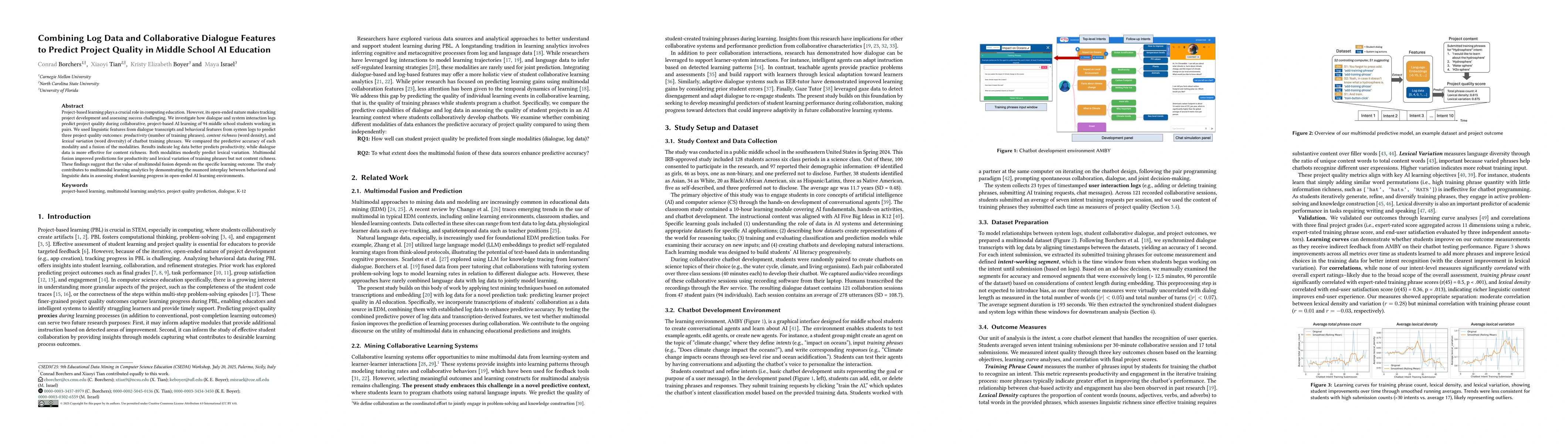 Thumbnail for Combining Log Data and Collaborative Dialogue Features to Predict
  Project Quality in Middle School AI Education
