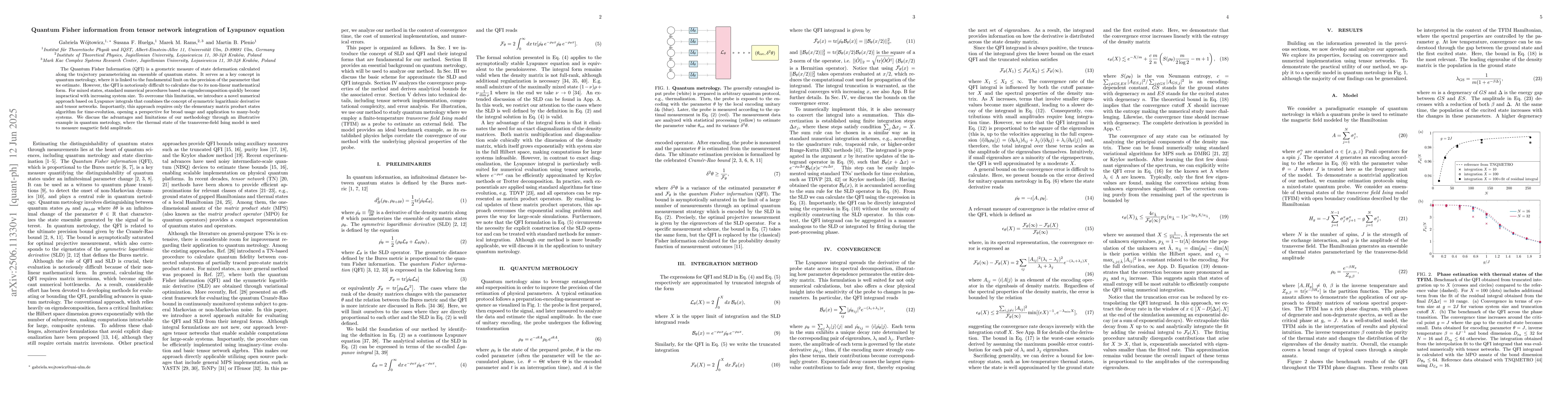Thumbnail for Quantum Fisher information from tensor network integration of Lyapunov
  equation