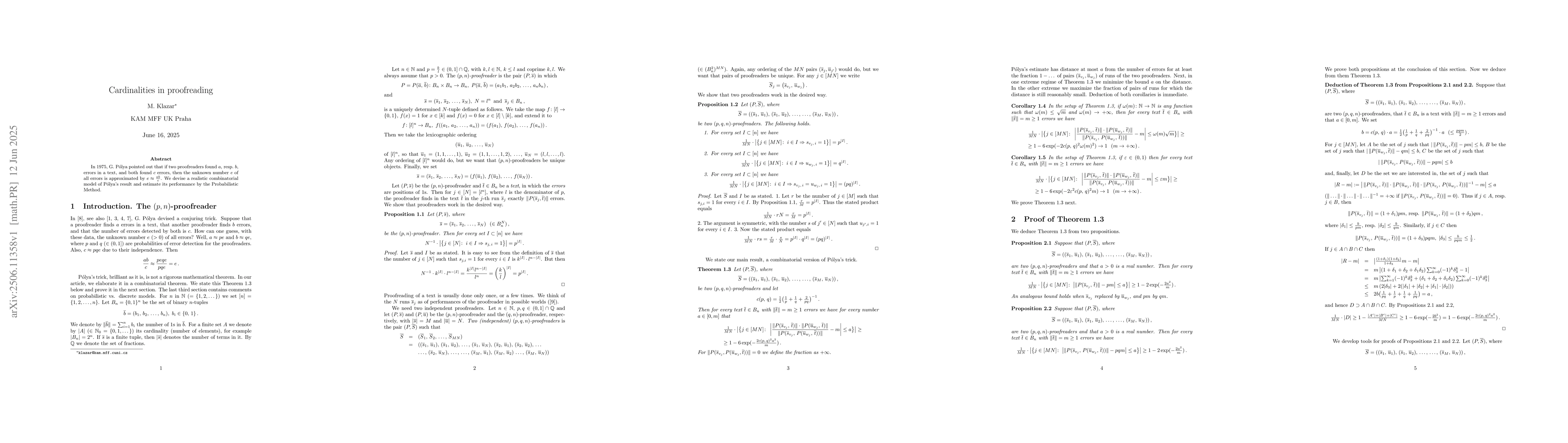Thumbnail for Cardinalities in proofreading