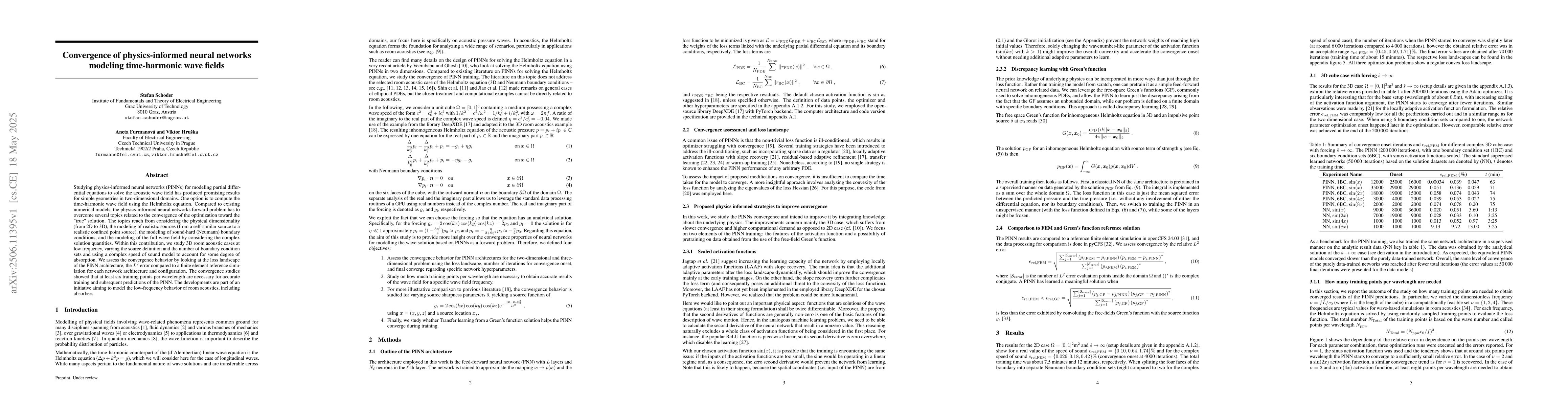 Thumbnail for Convergence of physics-informed neural networks modeling time-harmonic
  wave fields