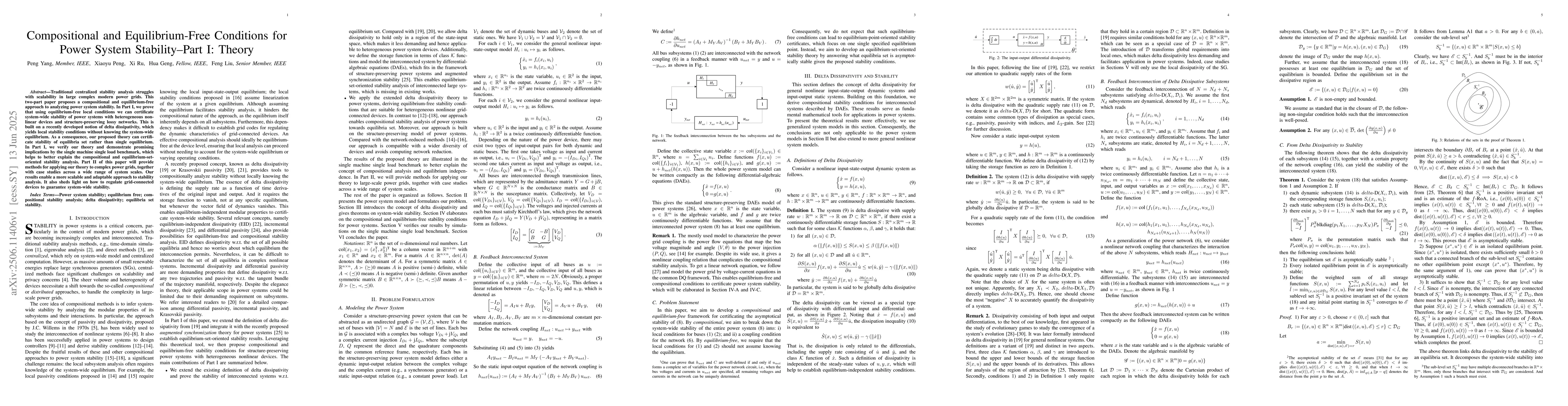 Thumbnail for Compositional and Equilibrium-Free Conditions for Power System Stability
  -- Part I: Theory