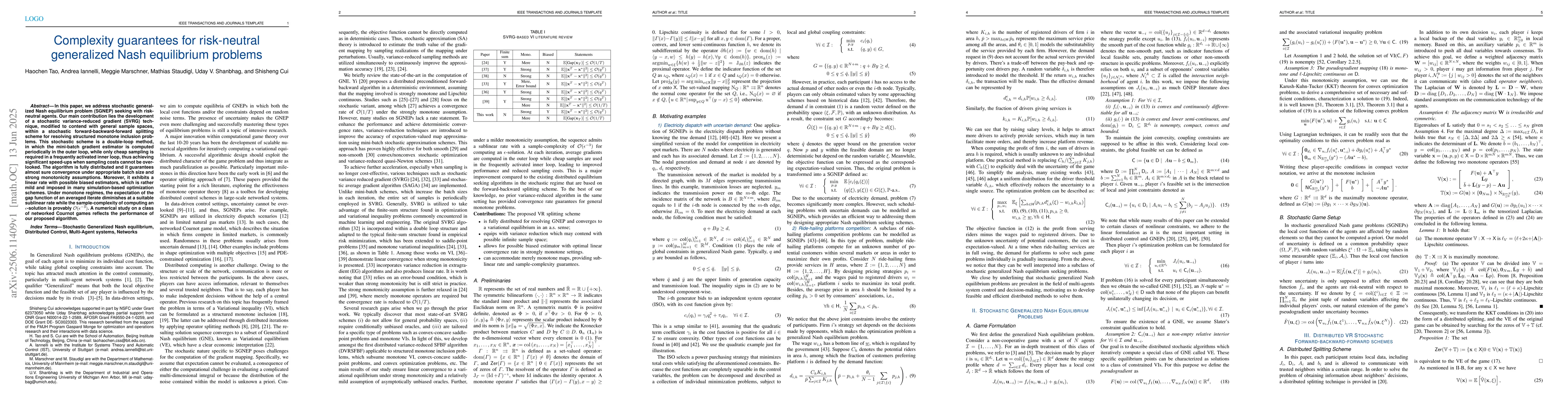 Thumbnail for Complexity guarantees for risk-neutral generalized Nash equilibrium
  problems